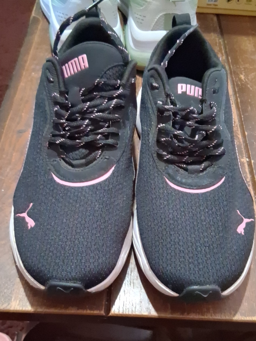 Puma Black Knit Sneakers with Pink Accents